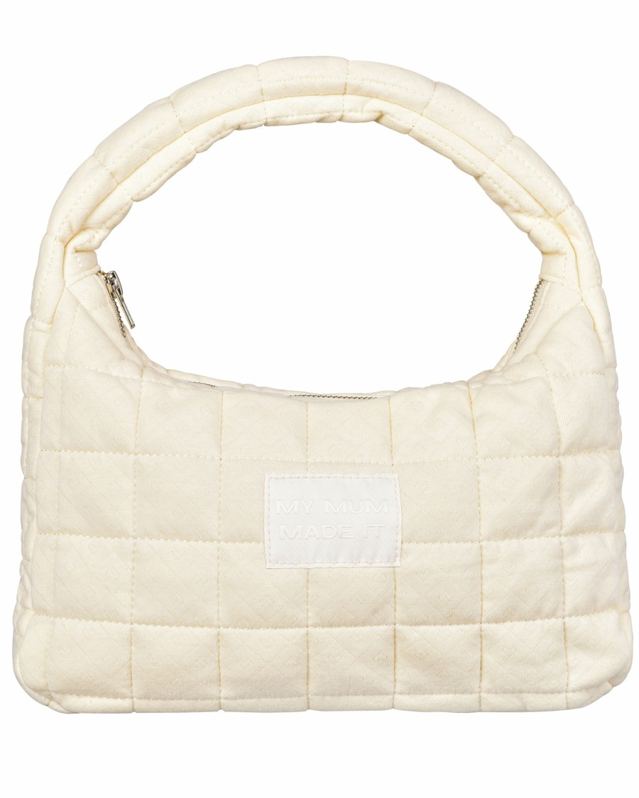 Women MY MUM MADE IT Bags | Pointelle Hearts Quilted Shoulder Bag-Pale Yellow